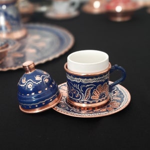 Turkish coffee set, copper coffee set, turkish coffee cup, arabic coffee set, housewarming gift, wedding gift, copper serving tray, rustic image 9