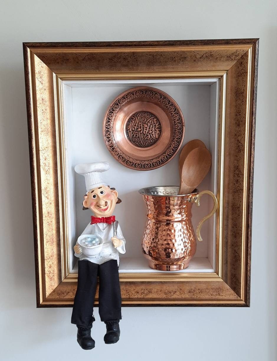 Framed 3d Wall Art Chef Wall Art Chef Statue Wall Hanging Etsy