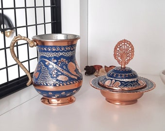 Copper Mug & Mini Bowl, Decorative Copper Items, Copper Gift Ideas, Anniversary Gifts, Birthday Gift, Copper Decor Rustic, Housewarming Gift