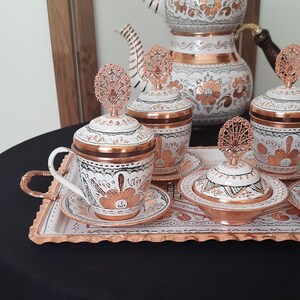 Turkish Tea Set, Copper Tea Set, Copper Tea Pot, Copper Tea Cups, Teapot Set, Housewarming Gift, Anniversary Wife, Home Gifts, Wedding Gift 画像 7