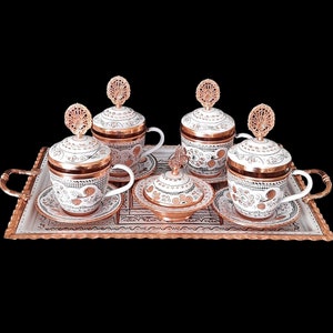 Turkish Tea Set, Copper Tea Set, Copper Tea Pot, Copper Tea Cups, Teapot Set, Housewarming Gift, Anniversary Wife, Home Gifts, Wedding Gift 画像 3