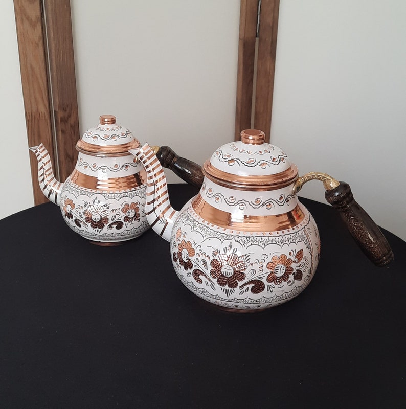 Turkish Tea Set, Copper Tea Set, Copper Tea Pot, Copper Tea Cups, Teapot Set, Housewarming Gift, Anniversary Wife, Home Gifts, Wedding Gift 画像 5