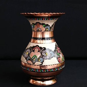 Vase décoratif en cuivre, vase pour fleurs, cadeau pour elle, décor en cuivre rustique, cadeau de mariage, cadeaux pour la maison, pot de fleurs en cuivre, cadeau de fête des mères image 4