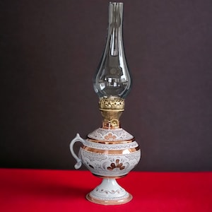 Copper oil lamp, victorian oil lamp, art deco oil lamp, bohemian decor, anniversary gifts, kerosene lamp, table centerpiece, birthday gift