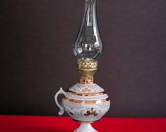 Copper oil lamp, victorian oil lamp, art deco oil lamp, bohemian decor, anniversary gifts, kerosene lamp, table centerpiece, birthday gift
