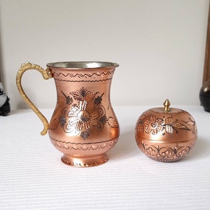 Copper Mug and Bowl, Unique Gift Ideas, Gift For Her, Best Friend Gifts, Copper Gift Ideas, Birthday Gifts, Anniversary Gifts, Copper Decor