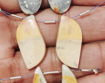 Maligano Jasper, 6 Pieces, 3 Pair, Natural Stone, Drilled gemstone, Maligano Jasper Jewelry, Maligano Jasper Cabochon, size 12x25mm Cabochob