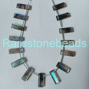 10 Pieces Natural Blue Labradorite Beads, 6X15X4 MM Faceted Beads Rectangle Shape Beads, Labradorite Beads, Blue Loose Beads