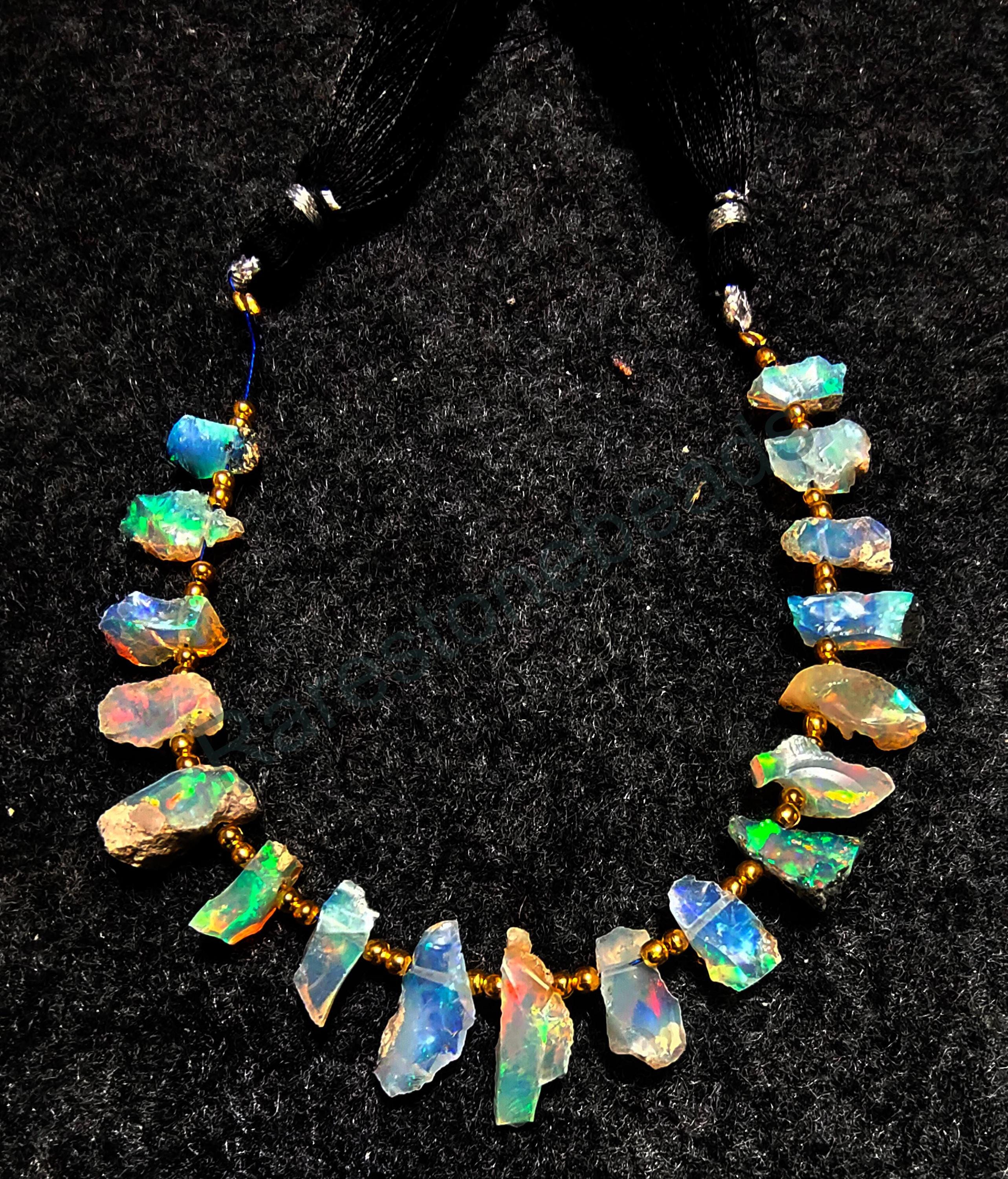 Natural Ethiopian Opal Raw, 16 Pieces, Drilled Opal Raw, Natural Opal Jewelry, Ethiopian Opal Beads, Raw Jewelry, Opal Rough, size 6x12 mm