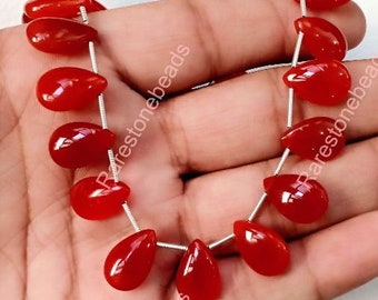 10 Stück Roter Onyx Edelstein, Gebohrter Edelstein, Loser Stein, Onyx Schmuck, Oranger Chalcedon, Roter Onyx, Größe 15 x 10 MM