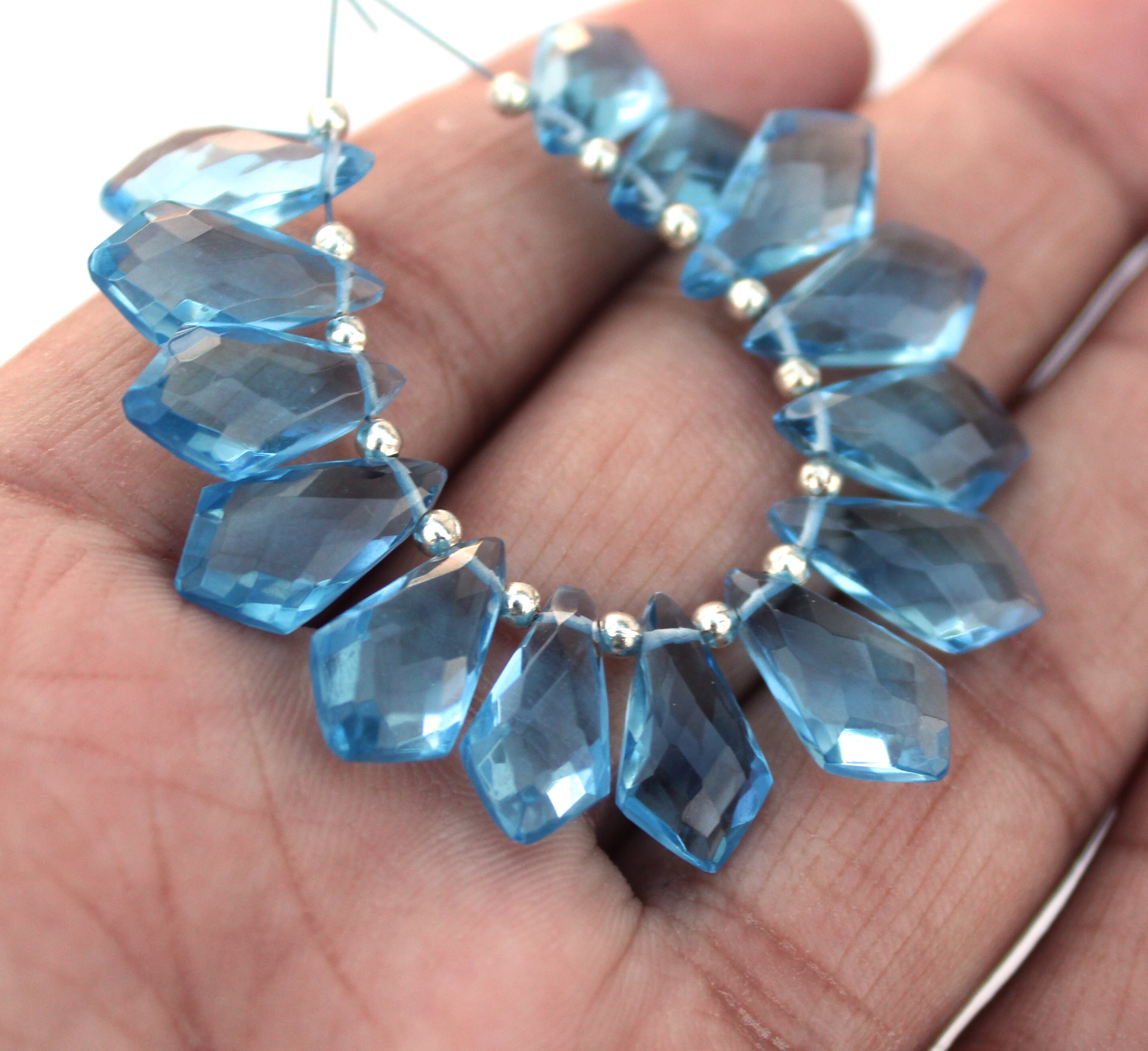 10 Pieces Royal Blue Quartz fancy shape drilled gemstone for Etsy