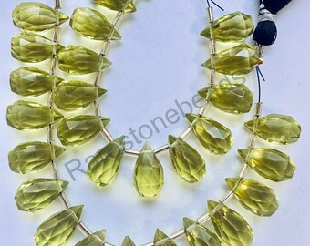 大きなバイレモンクォーツ ティアドロップ ビーズ - 7 インチ - 天然の
