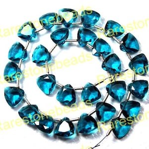 10 pieces apatite quartz gemstone, drilled gemstone, faceted gemstone beads, top drilled gemstone, apatite glass trillion shape size 9x9 mm
