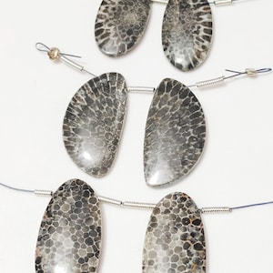 maligano Jasper, 6 Pieces, 3 Pair, Natural Gemstone, Drilled stone, Maligano Cabochon, Maligano Jewelry, size 12x25, 11x20, 13x24 mmCabochon