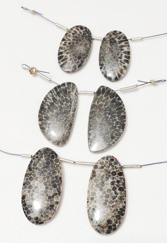 maligano Jasper, 6 Pieces, 3 Pair, Natural Gemstone, Drilled stone, Maligano Cabochon, Maligano Jewelry, size 12x25, 11x20, 13x24 mmCabochon