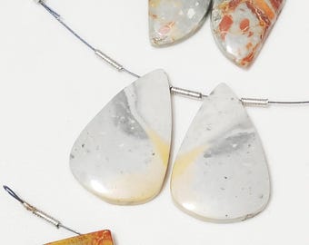 Maligano Japer Cabochon, 6 Pieces, 3 Pair, Natural Gemstone, Maligano Jasper Jewelry, Drilled stone,  maligano Size 11x22, 16x24, 13x15 ,,