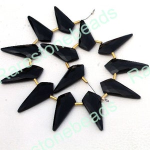 Black onyx stone, 10 Pieces, drilled fancy beads, black onyx beads, jewelry making stone, Fancy Shape stone black onyx size 10x35 mm