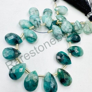 Natural Emerald, 10 Pieces, Emerald Jewelry, Drilled stone, Faceted Emerald Beads, Natural Emerald Pear,Gemstone Jewelry size 10x14 mm beads