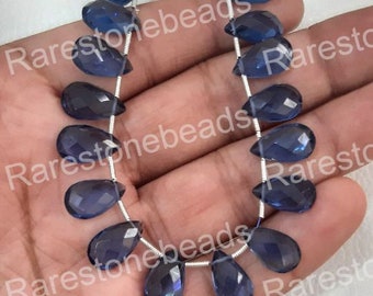 Tanzanite Quartz, 10 Pieces, Drilled gemstone, Faceted Tanzanite, Drilled Tanzanite, Loose gemstone, Tanzanite Glass,size 8x16 mm Pear shape