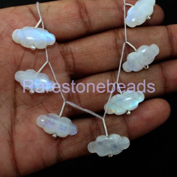 Rainbow moon stone, 6 Pieces, drill gemstone, Cloud shape stone, blue flash moon stone,natural gemstone,Cloud shape moon stone size 10x20 mm