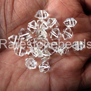 Natural clear quartz 10 Pieces gemstone, herkimer diamond shape beads, herkimer style beads, drilled gemstone,high polish stone size 7x10 mm