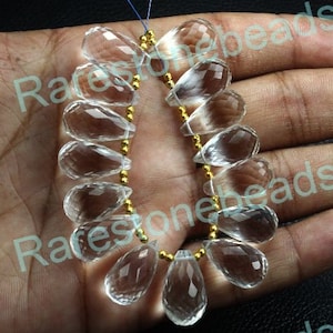 Clear Quartz, Gemstone, 8 Pieces, Top drilled gemstone, Faceted stone, Loose gemstone, Clear quartz Teardrop, Gemstone Teardrop size 8x16 mm
