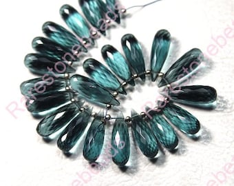 10 Pieces London Blue Teardrop, Drilled Gemstone, Blue Topaz Color Glass, Top Drilled Stone, Fashion Jewelry, Teardrop Shape, size 7x20 mm