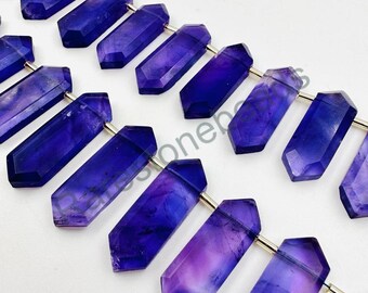 Natural Amethyst, 8 Pieces, Drilled gemstone, Purple Amethyst, Faceted Amethyst, Amethyst Jewelry, Top drill  stone, Amethyst size 10x30 mm