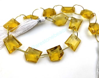 Citrin Edelstein, 10 Stück, facettiert geschliffener Stein, gebohrter Edelstein, Citrin Fancy Stone, Citrin, lose Stein, Citrin Glas Größe 10 bis 14 mm