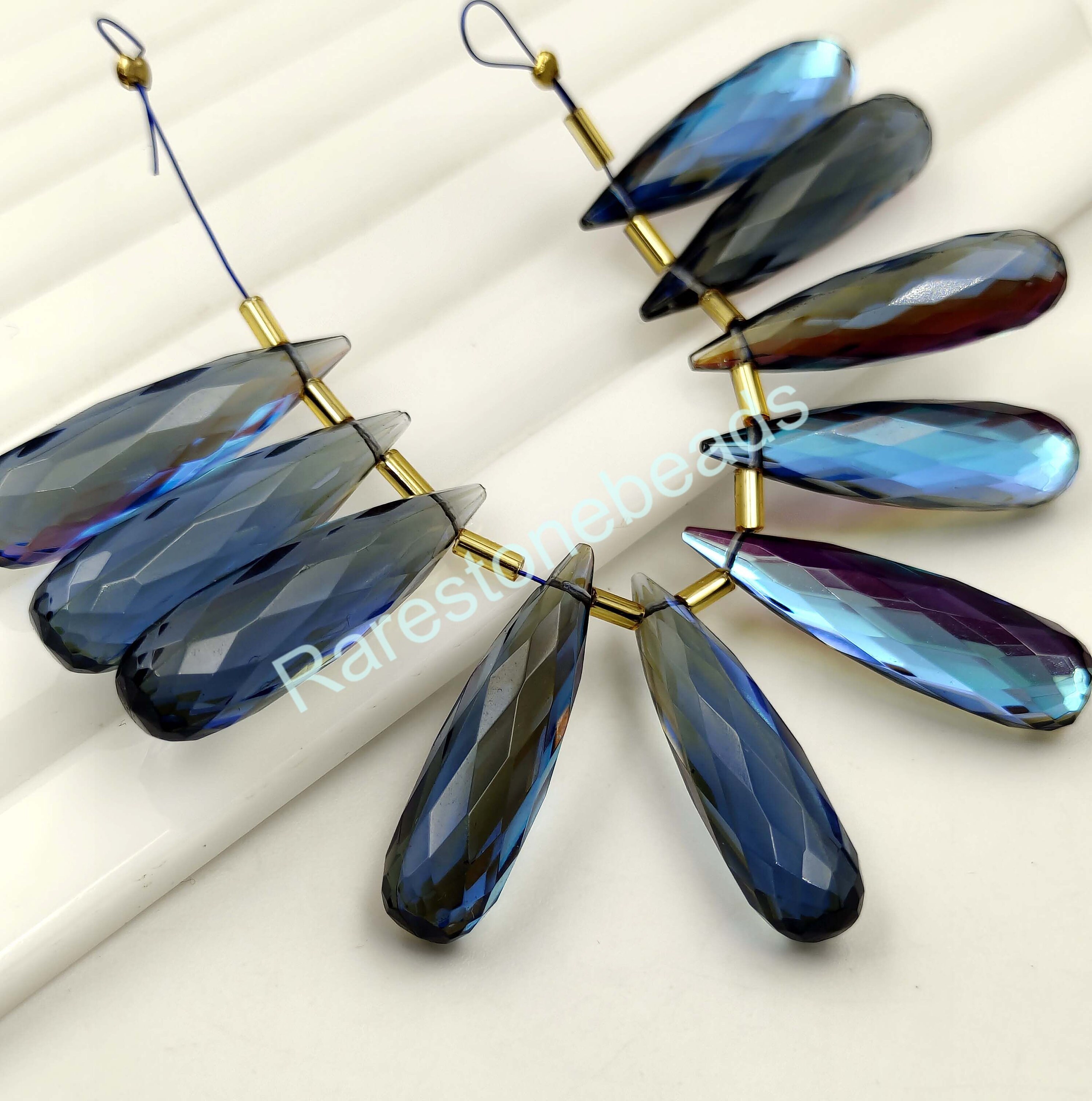 ミスティック クォーツ、8 個、トップ ドリル ジェムストーン、ロング