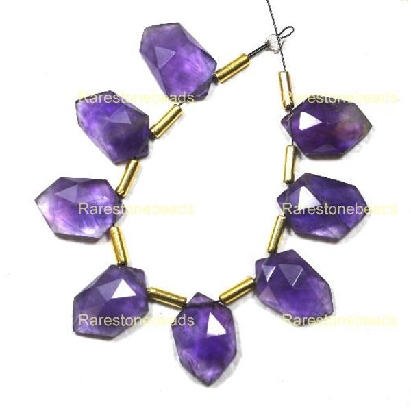 Natürlicher Amethyst, 10 Stück, oben gebohrter Stein, lila Amethyst, facettierte Amethyst Perlen, ausgefallener Edelstein, Amethyst, loser Stein Größe 10x16 mm