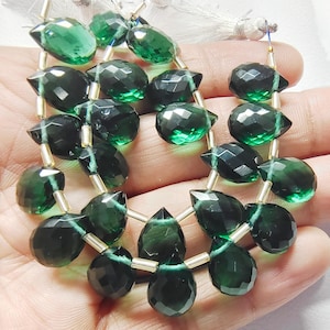 Emerald Beads, 10 Pieces, Emerald Jewelry, Faceted Emerald Jewelry, Emerald Color Glass, Drilled gemstone, Fashion Jewelry, size 10x15 mm