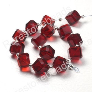 10 pieces Red garnet quartz gemstone, drilled gemstone, box shape gemstone, top drilled garnet hydro, drilled beads earring, size 7x7  mm