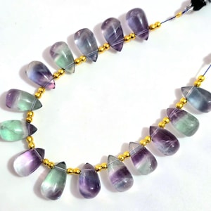 Fluorite Teardrop, 10 Pieces, Natural Multi Fluorite, Drilled stone, Fluorite Jewelry, Gemstone Teardrop, Smooth Fluorite Drop size 7x12 mm