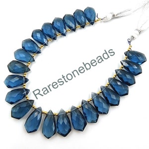London Blue Topaz, 10 stuks, Blue Topaz glas, geboorde topaas kralen, gefacetteerde blauwe topaas, blauwe topaas sieraden, glazen sieraden maat 9x18 mm kraal