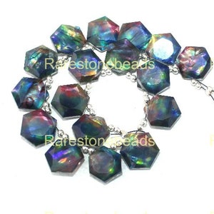 Ammolite gemstone, 10 Pieces, Ammolite, top drilled ammolite Glass, doublet ammolite, AAA quality ammolite size 12x12 mm Ammolite jewelry
