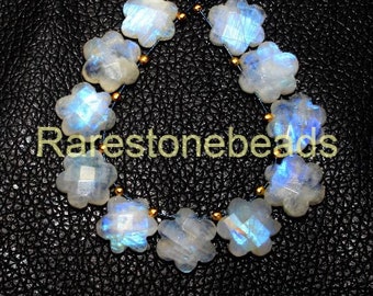 Gemstone beads 11.5x7x5.5 to 9x5.5x4 mm 7  Piece White Rainbow Moonstone Smooth Cushion Face Drill Natural Gemstone Beads Strand
