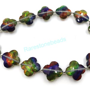Ammolite Gemstone, 10 Pieces, Drilled gemstone, Carving gemstone, Loose Ammolite, Gemstone Flower, Ammolite glass, Ammolite beads size 12 mm