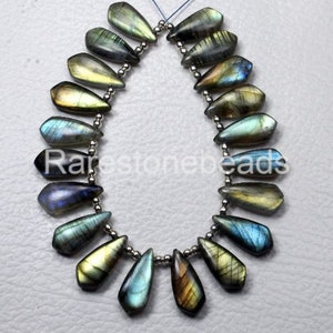 Labradorite gemstone, 10 pieces, natural gemstone beads, loose gemstone for jewelry, labradorite fancy stone, Smooth polish size 8x18 mm
