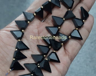 Natural Black Tourmaline, 10 Pieces, Top Drilled Gemstone, Diamond Shape Stone, Black Tourmaline, High Quality Stone, Size 12x16 MM beads