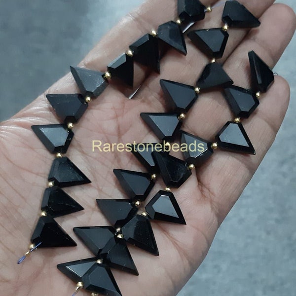 Natural Black Tourmaline, 10 Pieces, Top Drilled Gemstone, Diamond Shape Stone, Black Tourmaline, High Quality Stone, Size 12x16 MM beads