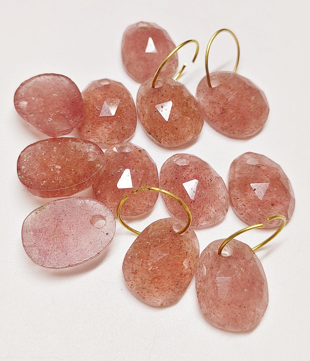 Pink Strawberry Quartz, 10 Pieces, Natural Gemstone, Strawberry