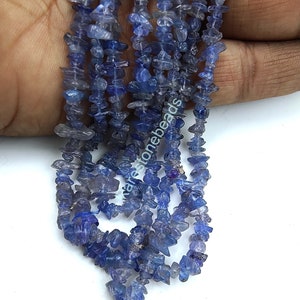Natural Tanzanite Chips, 18 Inch Strand, Drilled gemstone, Natural Gemstone Chips, Smooth Polish Tanzanite beads, Tanzanite size 5 to 6 mm