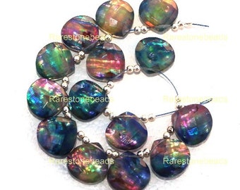 10 pieces Ammolite gemstone, drilled gemstone, ammolite heart shape, ammolite beads, ammolite glass, ammolite jewelry, beads size 12x12 mm