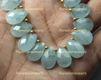 10 pieces Natural Milky Aquamarine gemstone, both side cut gemstone, pear shape stone for earring, natural gemstone,aquamarine size 10x15 mm