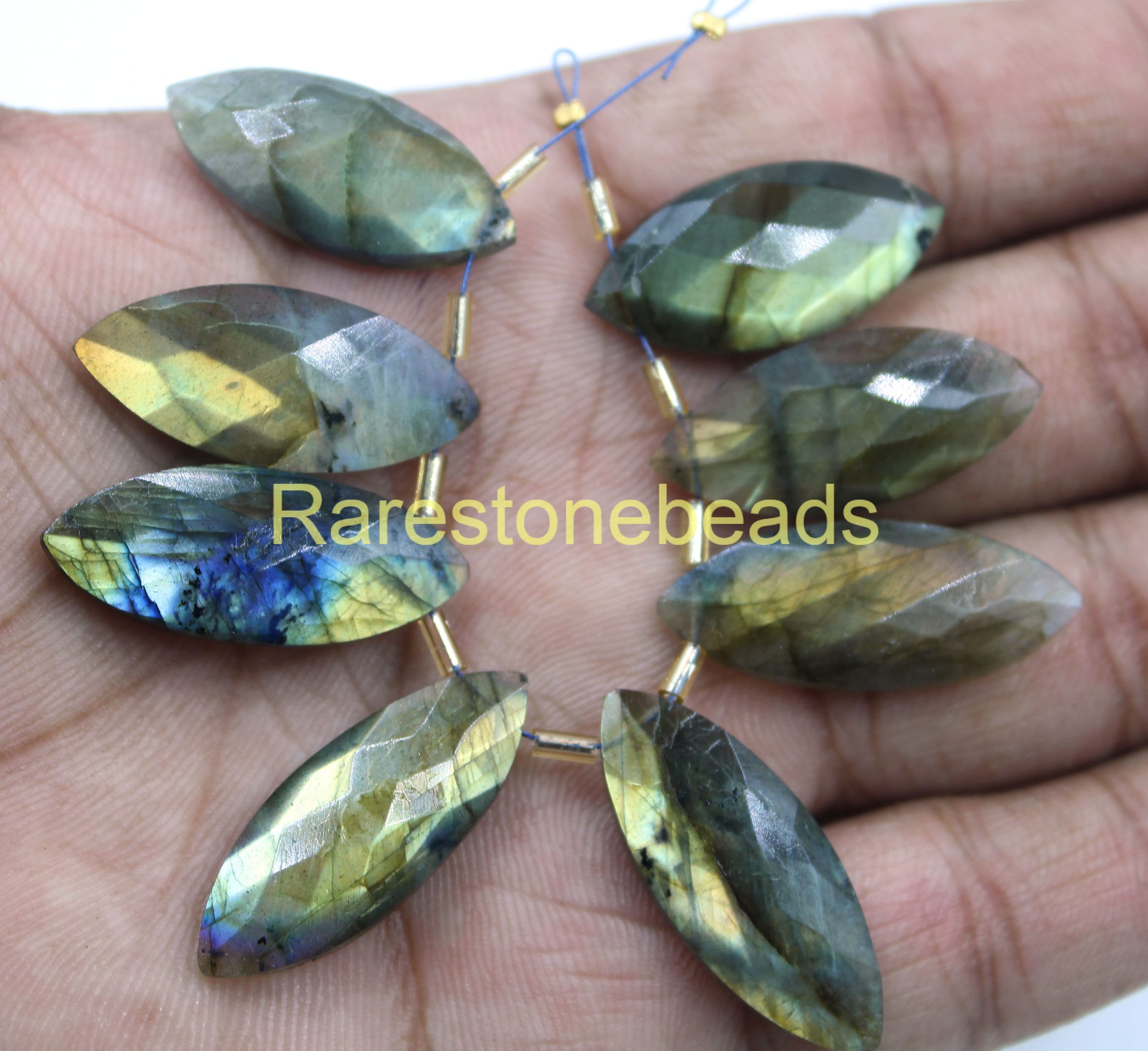 Drilled Labradorite Stone Size 10x20 MM 8 Pieces Gemstone Jewelry Pear Shape Gemstone Cabochon Jewelry Natural Multi Flashy Labradorite