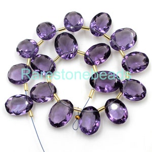 Amethyst Quartz Gemstone, Fine Quality Stone, Drilled Gemstone, Synthetic Amethyst Quartz, Quantity 10 Pieces, Polished Stone, Size12x16 MM