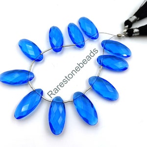 Hemelsblauwe topaas, 10 stuks, gefacetteerd blauw topaas glas, geboorde topaas kralen, losse edelsteen, blauwe topaas sieraden, synthetische topaas maat 9x20 mm
