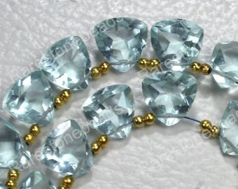 Aquamarine quartz gemstone,10 Pieces, drilled gemglass, aquamarine jewelry, faceted gemstone, loose beads for jewelry, size 10x10 mm