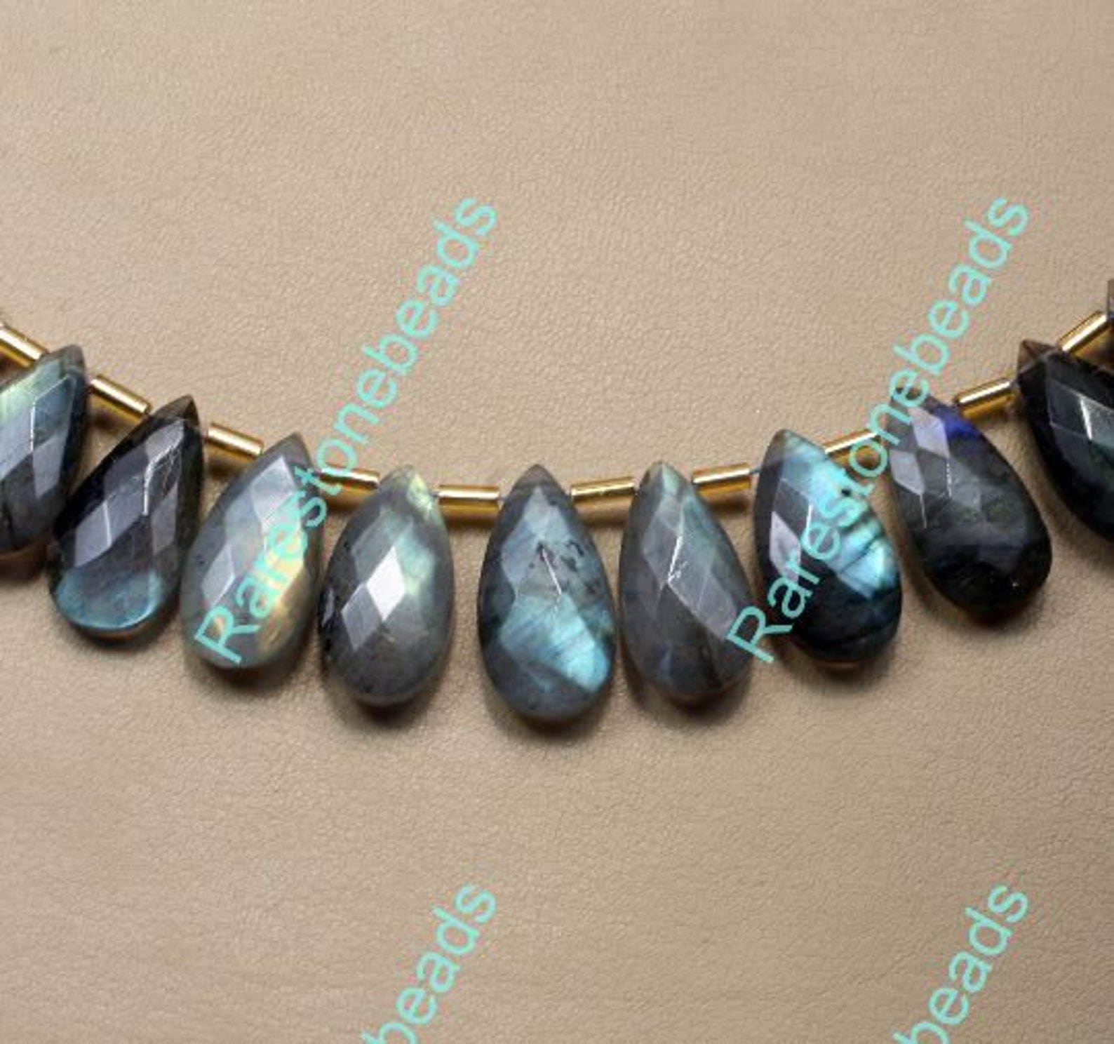 10 pieces natural labradorite gemstone pear shape gemstone | Etsy